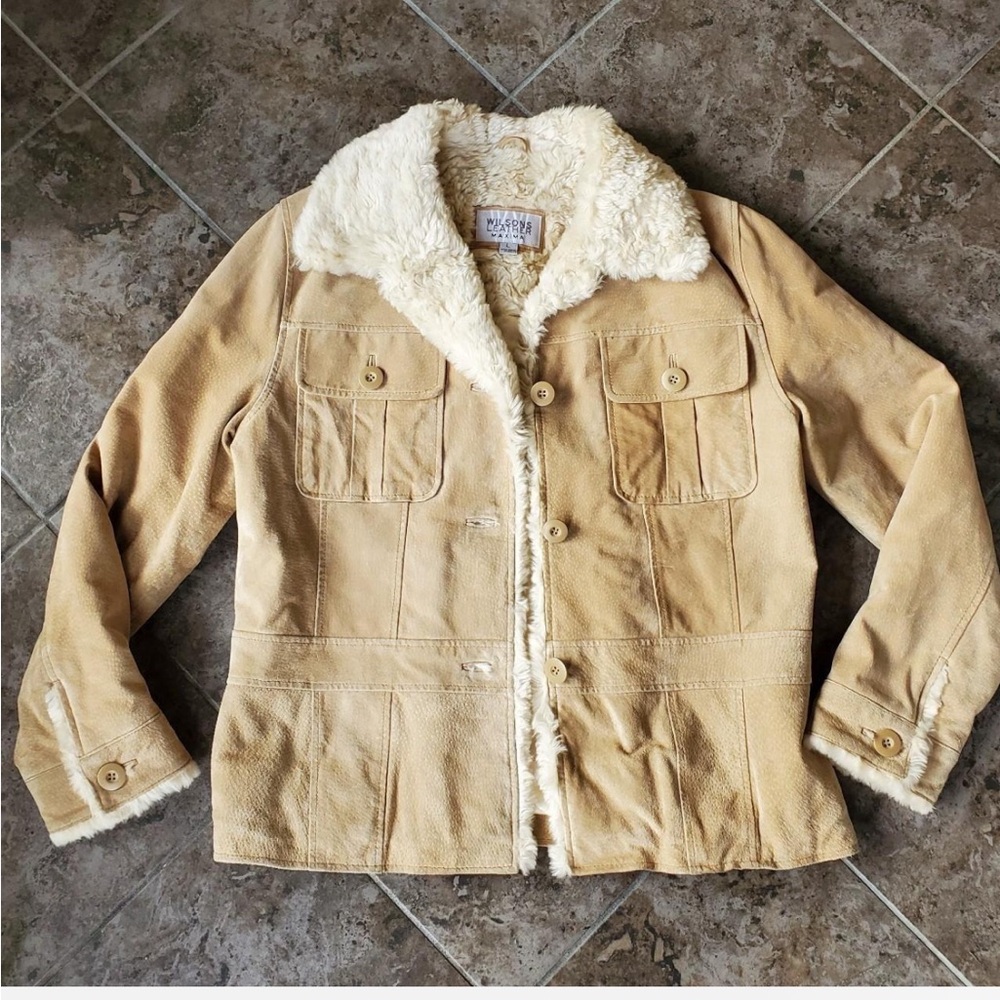 Leather Suede Shearling Jacket Vintage - image 3